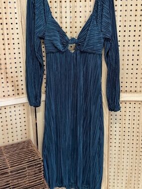 navy satin midi dress Petal and Pup Women's Anabelle Halter Neck Midi Dress